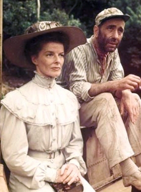 A production still of Katharine Hepburn and Humphrey Bogart from the film The African Queen.